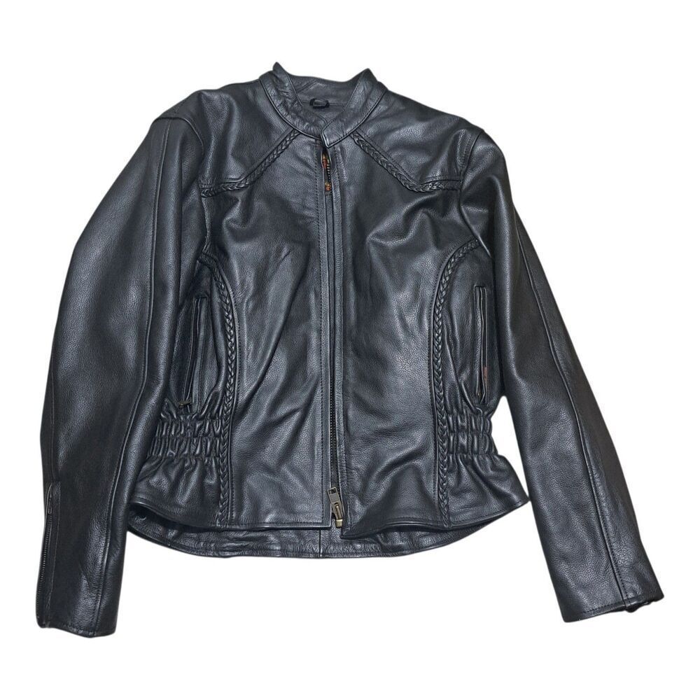 Vintage Hot Leathers Y2K  Moto Boho Biker  Motorcycle Jacket Women XL Black